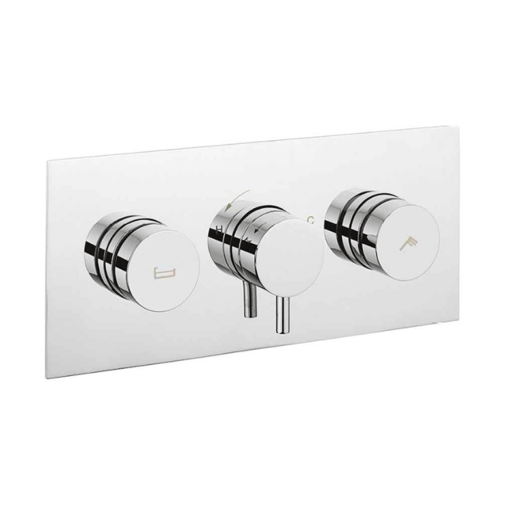 Product Cut out image of the Crosswater Kai Dial Landscape 2 Outlet Thermostatic Bath Shower Valve